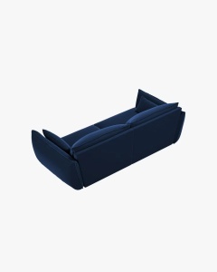 CANAPEA SPATIOASA SI CONFORTABILA KAELLE, CU 3 LOCURI, ALBASTRU ROYAL, 208 CM, CU TAPITERIE DIN TEXTIL CATIFEA BLUVEL, MICADONI - Img 4