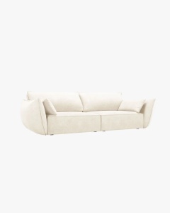 CANAPEA SPATIOASA SI CONFORTABILA KAELLE, CU 3 LOCURI, BEJ DESCHIS, 208 CM, CU TAPITERIE DIN TEXTIL CHENILLE OVER THE HORIZON, MICADONI - Img 2