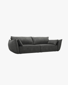 CANAPEA SPATIOASA SI CONFORTABILA KAELLE, CU 3 LOCURI, GRI INCHIS, 208 CM, CU TAPITERIE DIN TEXTIL CHENILLE OVER THE HORIZON, MICADONI - Img 2