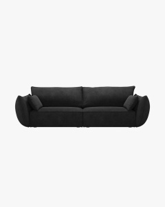 CANAPEA SPATIOASA SI CONFORTABILA KAELLE, CU 3 LOCURI, NEGRU, 208 CM, CU TAPITERIE DIN TEXTIL CHENILLE OVER THE HORIZON, MICADONI