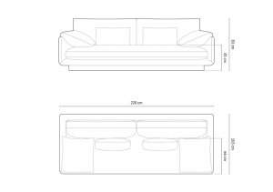 CANAPEA TORINO, 3 LOCURI, 220 CM, DIVERSE CULORI SI MATERIALE, DESIGN DEOSEBIT - Img 13
