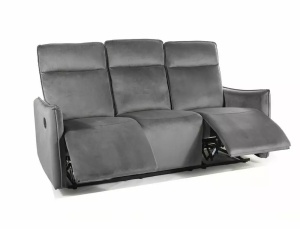 CANAPEA TRAVIS 3, GRI BLUVEL 14, TAPITERIE DIN CATIFEA, CU FUNCTIE DE RABATARE - Img 1