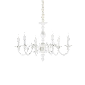 CANDELABRU JUSTINE SP6, ALB, DIN METAL, STIL CLASIC