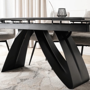 CEL MAI MIC PRET!!!MASA EXTENSIBILA 160-220CM, ARTIM MEBLE, REALIZATA DIN METAL SI CERAMICA, CULOARE MARMURA NEAGRA/NEGRU, STIL MODERN - Img 5