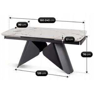 CEL MAI MIC PRET!!!MASA EXTENSIBILA 160-240CM, ARTIM MEBLE, REALIZATA DIN METAL SI CERAMICA, CULOARE MARMURA ALBA/NEGRU, STIL MODERN - Img 10