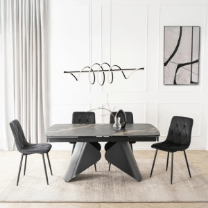 CEL MAI MIC PRET!!!MASA EXTENSIBILA 160-240CM, ARTIM MEBLE, REALIZATA DIN METAL SI CERAMICA, CULOARE MARMURA NEAGRA/NEGRU, STIL MODERN - Img 6