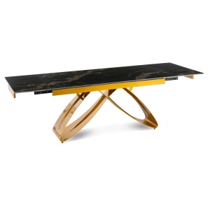 CEL MAI MIC PRET!!!MASA EXTENSIBILA 160-240CM, ARTIM MEBLE, REALIZATA DIN METAL SI CERAMICA, CULOARE MARMURA NEAGRA/AURIU, STIL MODERN