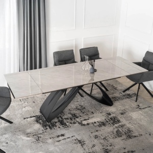 CEL MAI MIC PRET!!!MASA EXTENSIBILA 160-240CM, ARTIM MEBLE, REALIZATA DIN METAL SI CERAMICA, CULOARE MARMURA GRI/NEGRU, STIL MODERN - Img 3