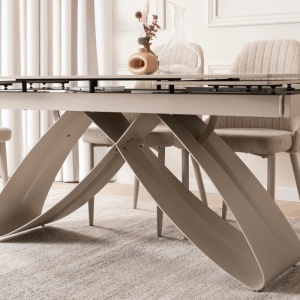 CEL MAI MIC PRET!!!MASA EXTENSIBILA 160-240CM, ARTIM MEBLE, REALIZATA DIN METAL SI CERAMICA, CULOARE MARMURA ALBA/CREM, STIL MODERN - Img 6