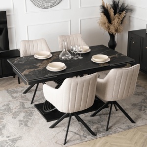 CEL MAI MIC PRET!!!MASA EXTENSIBILA 160-240CM, ARTIM MEBLE, REALIZATA DIN METAL SI CERAMICA, CULOARE MARMURA NEAGRA/NEGRU, STIL MODERN - Img 3