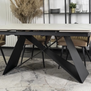 CEL MAI MIC PRET!!!MASA EXTENSIBILA 160-240CM, ARTIM MEBLE, REALIZATA DIN METAL SI CERAMICA, CULOARE MARMURA ALBA/NEGRU, STIL MODERN - Img 7