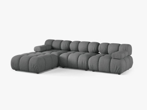 COLTAR BELLIS, CU 4 LOCURI, GRI, CU TAPITERIE DIN TEXTIL STRUCTURAT LIBERTY, MICADONI - Img 2