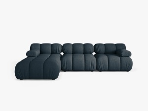 COLTAR BELLIS, CU 4 LOCURI, PETROL INCHIS, CU TAPITERIE DIN TEXTIL STRUCTURAT LIBERTY, MICADONI