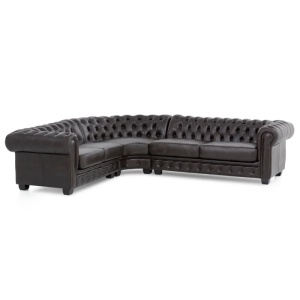 COLTAR CHESTERFIELD 294CM, DIN LEMN SI PIELE NATURALA, CULOARE MARO, ARTIM SELECTION