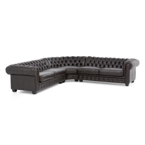 COLTAR CHESTERFIELD 294CM, DIN LEMN SI PIELE NATURALA, CULOARE MARO, ARTIM SELECTION