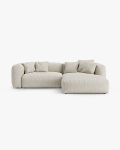 COLTAR CU 2 LOCURI, MARTINA, PE DREAPTA, 280 CM, BEJ, TAPITAT CU TAPITERIE DIN TEXTIL BOUCLE MONET, MICADONI