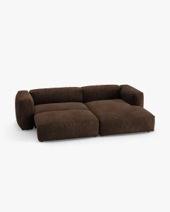 COLTAR CU 2 LOCURI, MARTINA, PE DREAPTA, 280 CM, CIOCOLATIU, TAPITAT CU TAPITERIE DIN TEXTIL CATIFEA VOGUE, MICADONI - Img 3