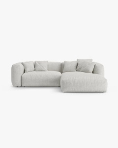 COLTAR CU 2 LOCURI, MARTINA, PE DREAPTA, 280 CM, MELANJ GRI BEJ, TAPITAT CU TAPITERIE DIN TEXTIL BOUCLE MONET, MICADONI