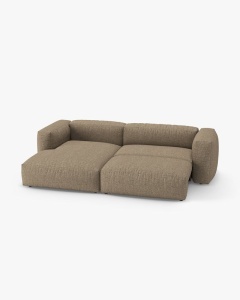 COLTAR CU 2 LOCURI, MARTINA, PE STANGA, 280 CM, CAPPUCCINO, TAPITAT CU TAPITERIE DIN TEXTIL BOUCLE MONET, MICADONI - Img 3
