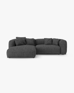 COLTAR CU 2 LOCURI, MARTINA, PE STANGA, 280 CM, GRI ANTRACIT, TAPITAT CU TAPITERIE DIN TEXTIL BOUCLE MONET, MICADONI
