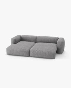 COLTAR CU 2 LOCURI, MARTINA, PE STANGA, 280 CM, GRI GRAFIT, TAPITAT CU TAPITERIE DIN TEXTIL BOUCLE MONET, MICADONI - Img 3
