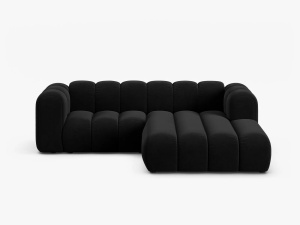 COLTAR CU 3 LOCURI LUPIN 230, PE DREAPTA, NEGRU, CU TAPITERIE DIN CATIFEA SALVADOR, MICADONI