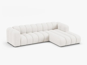 COLTAR CU 4 LOCURI LUPIN 288, PE DREAPTA, ALB CU TAPITERIE DIN TEXTIL BOUCLE BALOO, MICADONI - Img 2