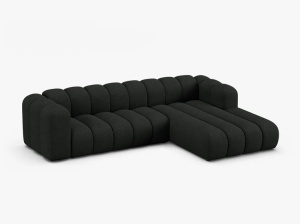 COLTAR CU 4 LOCURI LUPIN 288, PE DREAPTA, NEGRU, CU TAPITERIE DIN TEXTIL BOUCLE BALOO, MICADONI - Img 2