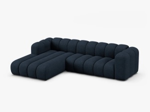 COLTAR CU 4 LOCURI LUPIN 288, PE STANGA, ALBASTRU INCHIS, CU TAPITERIE DIN TEXTIL BOUCLE BALOO, MICADONI - Img 2