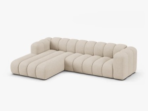 COLTAR CU 4 LOCURI LUPIN 288, PE STANGA, BEJ, CU TAPITERIE DIN TEXTIL BOUCLE BALOO, MICADONI - Img 2