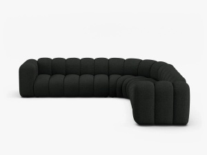 COLTAR CU 4 LOCURI LUPIN 309, NEGRU, CU TAPITERIE DIN TEXTIL BOUCLE BALOO, MICADONI