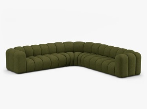 COLTAR CU 4 LOCURI LUPIN 309, VERDE MASLINIU INCHIS, CU TAPITERIE DIN TEXTIL BOUCLE BALOO, MICADONI - Img 2