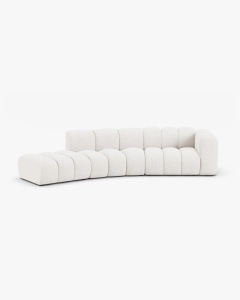COLTAR CU 5 LOCURI, LUPIN, 335, PE STANGA, ALB, CU TAPITERIE DIN TEXTIL BOUCLE BALOO, MICADONI