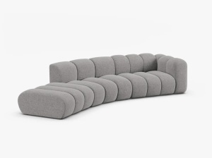 COLTAR CU 5 LOCURI, LUPIN, 335, PE STANGA, GRI DESCHIS, CU TAPITERIE DIN TEXTIL CHENILLE EDEN, MICADONI - Img 2