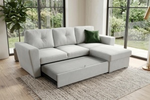 COLTAR CU SPATIU DE DEPOZITARE, APARTMENT 245CM, 3 LOCURI, REALIZAT DIN MATERIAL TEXTIL, DE CULOARE BEJ, ARTIM GROUP - Img 6