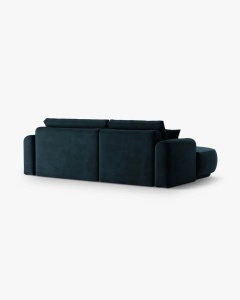 COLTAR EXTENSIBIL ELLA, PE STANGA, ALBASTRU INCHIS, 271X174 CM, TAPITAT CU TAPITERIE DIN TEXTIL CATIFEA VOGUE, MICADONI - Img 3