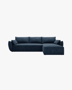 COLTAR EXTENSIBIL KAELLE, 252 CM, PE DREAPTA, ALBASTRU ROYAL, CU TAPITERIE DIN TEXTIL CHENILLE OVER THE HORIZON, MICADONI