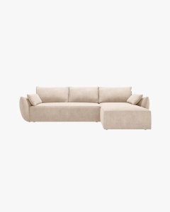 COLTAR EXTENSIBIL KAELLE, 252 CM, PE DREAPTA, BEJ, CU TAPITERIE DIN TEXTIL CHENILLE OVER THE HORIZON, MICADONI