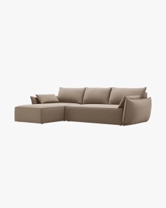 COLTAR EXTENSIBIL KAELLE, 252 CM, PE DREAPTA, CAPPUCCINO, CU TAPITERIE DIN TEXTIL CATIFEA BLUVEL, MICADONI - Img 3