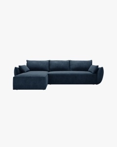 COLTAR EXTENSIBIL KAELLE, 252 CM, PE STANGA, ALBASTRU ROYAL, CU TAPITERIE DIN TEXTIL CHENILLE OVER THE HORIZON, MICADONI