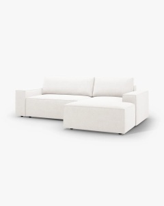 COLTAR EXTENSIBIL, PE DREAPTA, JODIE, 246X151 CM, ALB, TAPITAT CU TAPITERIE DIN TEXTIL BOUCLE BALOO, MICADONI - Img 6