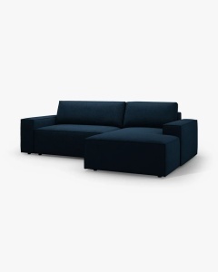 COLTAR EXTENSIBIL, PE DREAPTA, JODIE, 246X151 CM, ALBASTRU INCHIS, TAPITAT CU TAPITERIE DIN TEXTIL BOUCLE BALOO, MICADONI - Img 6