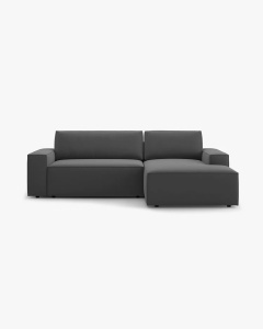 COLTAR EXTENSIBIL, PE DREAPTA, JODIE, 246X151 CM, GRI, TAPITAT CU TAPITERIE DIN TEXTIL CATIFEA BLUVEL, MICADONI