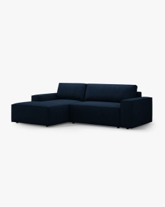 COLTAR EXTENSIBIL, PE STANGA, JODIE, 246X151 CM, ALBASTRU INCHIS, TAPITAT CU TAPITERIE DIN TEXTIL BOUCLE BALOO, MICADONI - Img 3