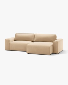 COLTAR EXTENSIBIL VICTOR, PE DREAPTA, NUD, 246X148 CM, TAPITAT CU TAPITERIE DIN TEXTIL CATIFEA PARIS, MICADONI - Img 2