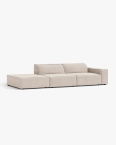 COLTAR JODIE, 262X99 CM, PE STANGA, CU 3 LOCURI, BEJ DESCHIS, TAPITAT CU TAPITERIE DIN TEXTIL CATIFEA VENUS, MICADONI - Img 2
