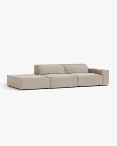 COLTAR JODIE, 262X99 CM, PE STANGA, CU 3 LOCURI, BEJ INCHIS, TAPITAT CU TAPITERIE DIN TEXTIL CATIFEA BLUVEL, MICADONI - Img 2