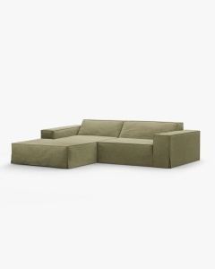 COLTAR JODIE PE STANGA, 224X162 CM, VERDE DESCHIS, TAPITAT CU TAPITERIE DIN TEXTIL STRUCTURAT LINS, MICADONI - Img 2