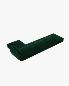 COLTAR KAELLE, 364 CM, CU 5 LOCURI, PE DREAPTA, VERDE SMARALD, CU TAPITERIE DIN TEXTIL CATIFEA BLUVEL, MICADONI - Img 3