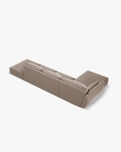 COLTAR KAELLE, 364 CM, CU 5 LOCURI, PE STANGA, CAPPUCCINO, CU TAPITERIE DIN TEXTIL CATIFEA BLUVEL, MICADONI - Img 3